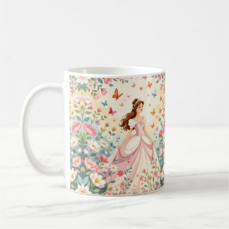 Taza De Café Linda princesa con mariposas
