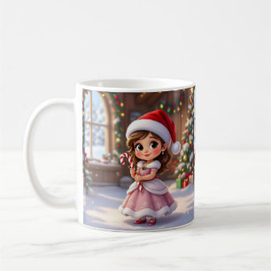 Taza De Café Linda princesita con sombrero de Navidad
