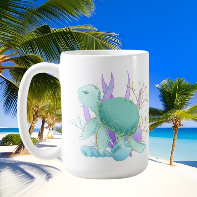 Taza De Café linda tortuga marina añade monograma (Subido por el creador)