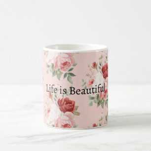 Taza De Café Lindas Rosas Rosadas Blancas Rojas Florales Hermos