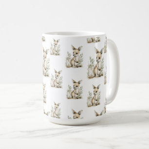 Taza De Café Lindo alfabeto de animales bebé en acuarela Cangur