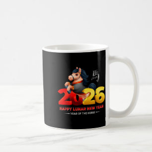 Taza De Café Lindo año del caballo - divertido negro Feliz año 