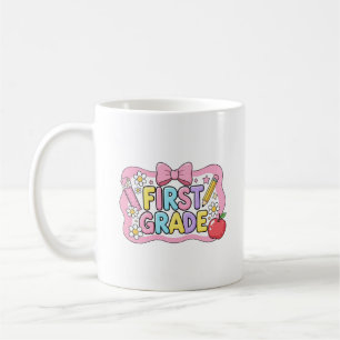 Taza De Café Lindo arco rosa Kawaii de primer grado para volver