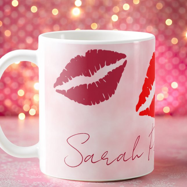 Taza De Café lindo beso de chica rosa (Subido por el creador)