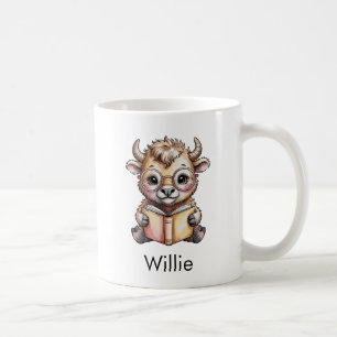 Taza De Café Lindo Bison Leyendo un Libro Personalizado