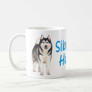 Taza De Café Lindo cachorro amante de Husky Siberiano acuarela