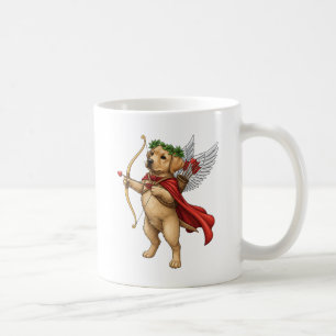 Taza De Café Lindo cachorro Golden Retriever Cupido Día de San