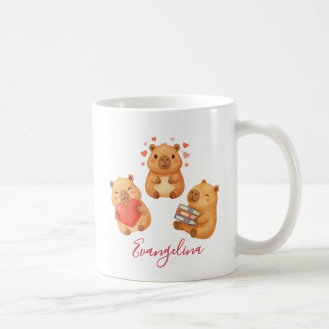 Taza De Café Lindo capibara personalizado con acuarela (Derecha)