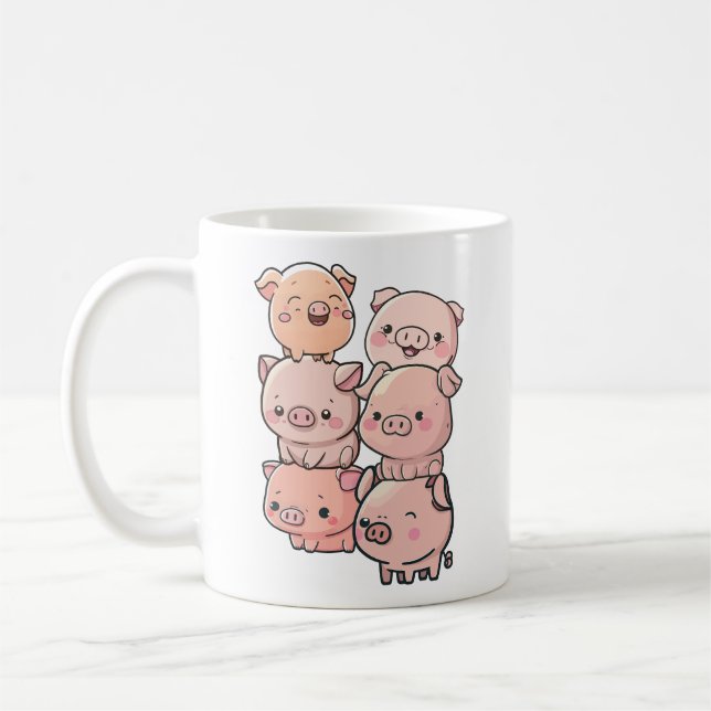 Taza De Café lindo cerdo divertido Mug (Izquierda)