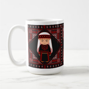 Taza De Café lindo chica palestino bordado tatuaje rojo