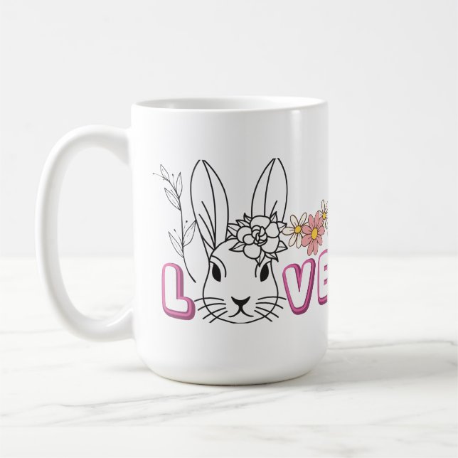 Taza De Café lindo conejito amor mug (Izquierda)