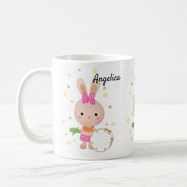 Taza De Café Lindo, conejo, remo, cumpleaños, saludo, invitació (Izquierda)