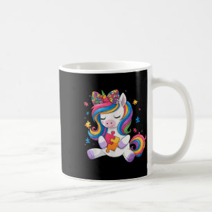 Taza De Café Lindo Conocimiento del Autismo Lazo de Niña Unicor