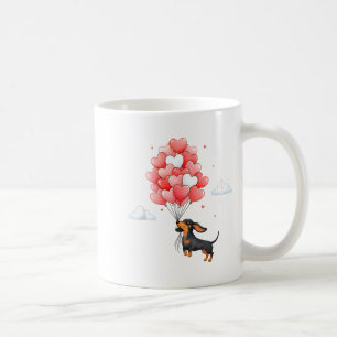 Taza De Café Lindo Dachshund Día de San Valentín Corazón Globo 