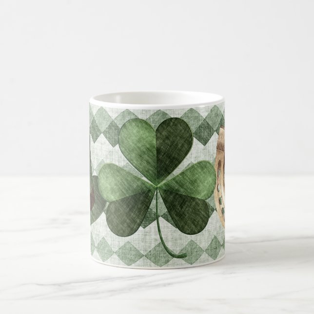 Taza De Café Lindo dibujo de carbón vegetal de símbolos verdes  (Centro)