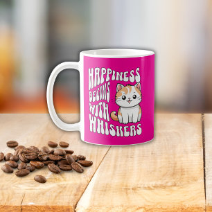 Taza De Café Lindo dicho divertido de gato rosa caliente