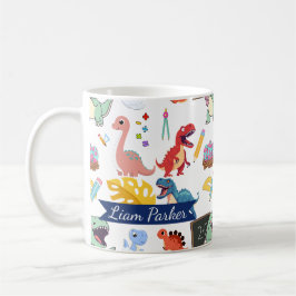 Taza De Café Lindo dinosaurio de acuarela personalizado para ni