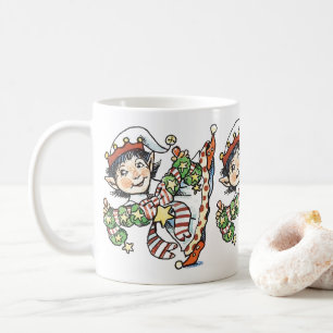 Taza De Café Lindo Elfo Feliz Bailando, Dibujos Animados Retro 