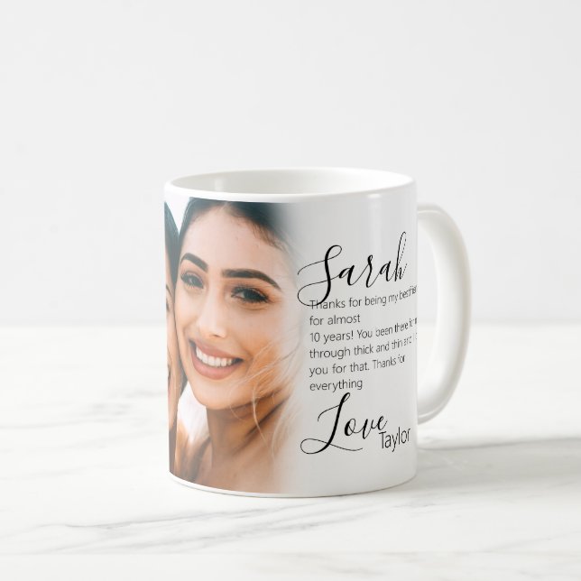 Taza De Café lindo foto mejor amigo guión bestie (Anverso derecho)