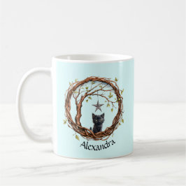 Taza De Café Lindo gatito negro mirando una estrella