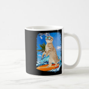 Taza De Café Lindo Gato Hawaiano Surfista Amante Del Verano De