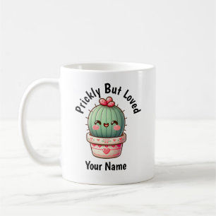 Taza de café lindo kawaii cactus espinoso pero ama