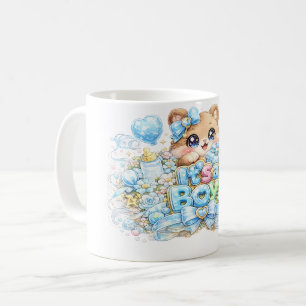 Taza De Café Lindo Kawaii Es un Oso de Peluche Azul Pastel Niño