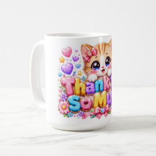 Taza De Café Lindo Kawaii Muchas Gracias Gato Nombre Rosa Paste