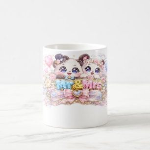 Taza De Café Lindo Kawaii Señor y Señora Pareja de Panda Rosa P