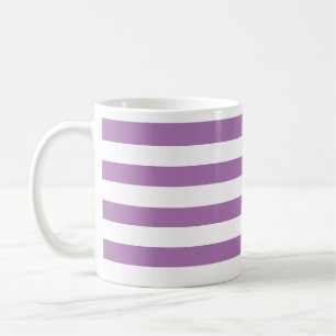 Taza De Café Lindo Lavanda Púrpura y Blanco Rayado Horizontal