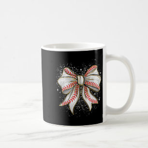 Taza De Café Lindo lazo de coquetería de béisbol para mujeres y