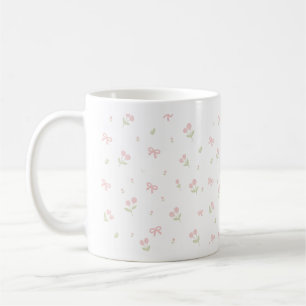 Taza De Café Lindo lazo rosa y patrón sin fisuras de tulipán