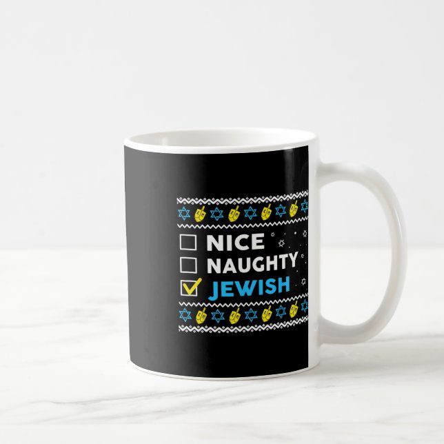Taza De Café Lindo Naughty Judío Ugly Hanukkah Sweater Chanukah (Derecha)