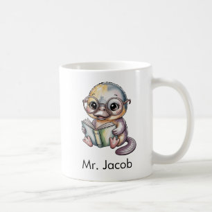 Taza De Café Lindo Ornitorrinco Leyendo un Libro Personalizado