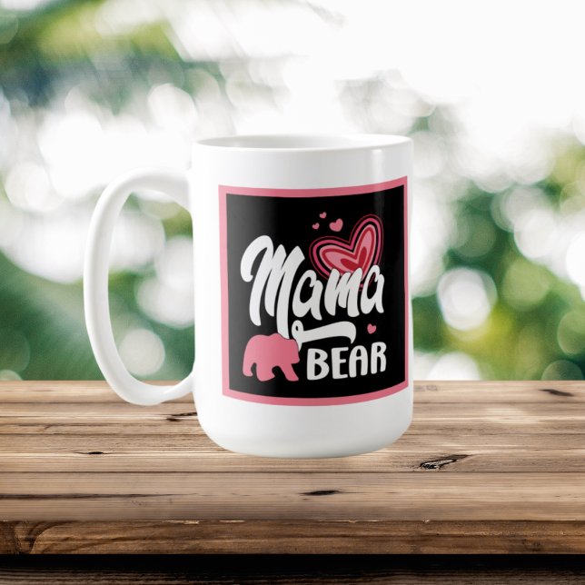 Taza De Café lindo oso de mamá agrega monograma (Subido por el creador)