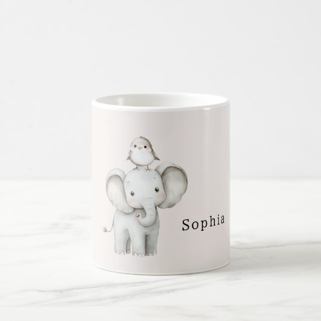 Taza De Café Lindo pájaro elefante   (Centro)