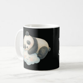 Taza De Café Lindo Panda Dormido en Nube Acuarela