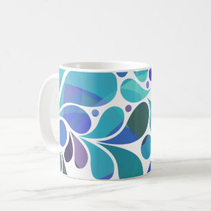 Taza De Café Lindo Patrón Acuarela Azul Aguamarina y Morado con