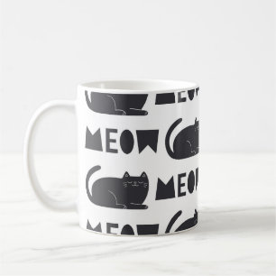 Taza De Café lindo patrón de gato. Ilustracion de época