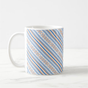 Taza De Café Lindo patrón de motivo tribal azteca naranja azul