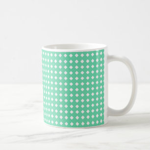 Taza De Café Lindo patrón geométrico verde menta y blanco