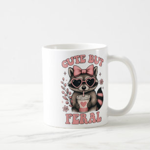 Taza De Café Lindo pero Feral Raccoon Sungles Gracioso Meme Ver