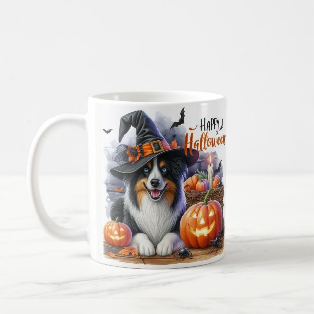 Taza De Café Lindo perro feliz de Halloween  (Izquierda)