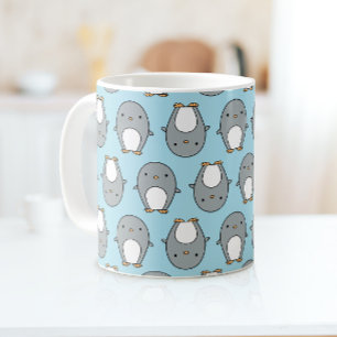 Taza De Café Lindo Pingüino Azul Bebé Kawaii