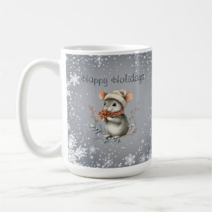 Taza De Café Lindo ratón de invierno con bayas
