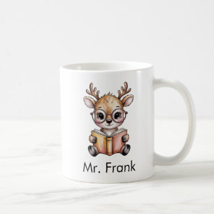 Taza De Café Lindo Reno Leyendo un Libro Personalizado