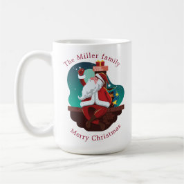 Taza De Café lindo santa claus en el monograma de vacaciones en