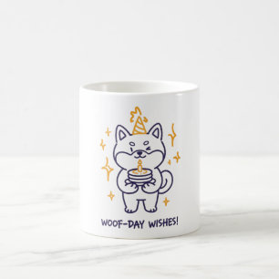 Taza De Café Lindo Shiba Inu, Cumpleaños, Woof-Day