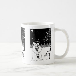Taza De Café lindo snowman sonriendo escena de nieve para navid