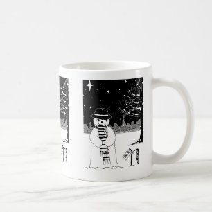 Taza De Café lindo snowman sonriendo escena de nieve para navid